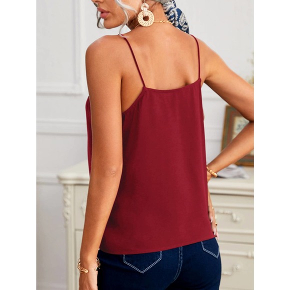 Embroidery Mesh v neck lace Cami tank Top black - Picture 3 of 11